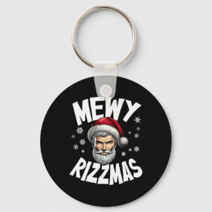 Mewy Rizzmas Kids Teens Funny Merry Christmas Sant Key Ring