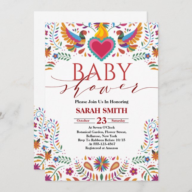 Mexica Fiesta Baby Shower Invitation (Front/Back)