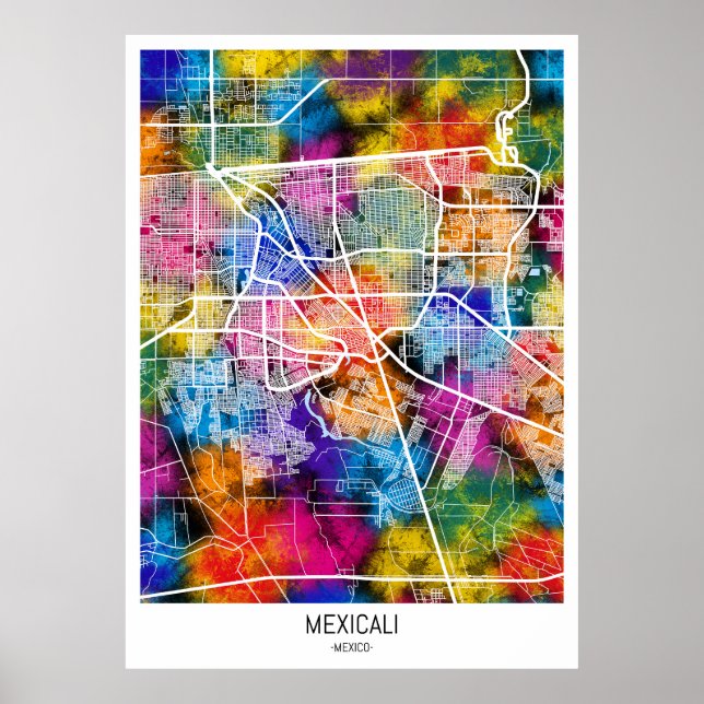 Mexicali Mexico City Map Poster (Front)