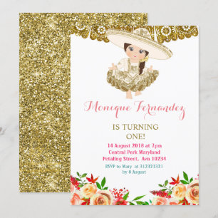 Mexican 1st Birthday Invitation Gold