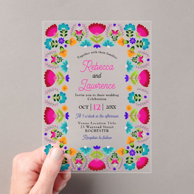 Mexican acrylic wedding Invitation (Insitu (Handheld))