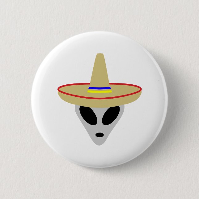 mexican alien sombrero 6 cm round badge (Front)