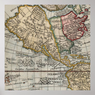 Mexican America Map Vintage Poster