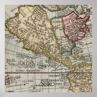 Mexican America Map Vintage Poster