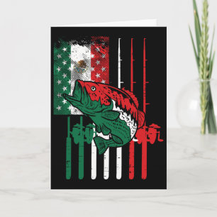 Mexican American Fishing Flag Fish Rod Cinco De Ma Card