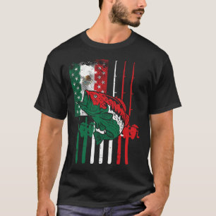Mexican American Fishing Flag Fish Rod Cinco De Ma T-Shirt