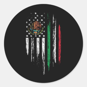 Mexican American Flag Combo Mexico Usa Cinco De Ma Classic Round Sticker