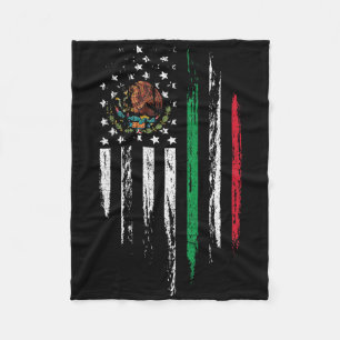 Mexican American Flag Combo Mexico Usa Cinco De Ma Fleece Blanket