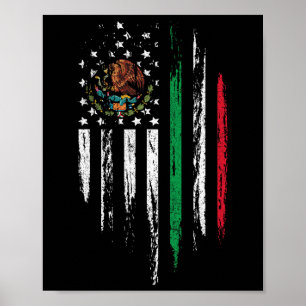 Mexican American Flag Combo Mexico Usa Cinco De Ma Poster