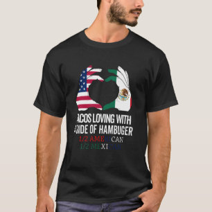 Mexican American Flag Love Proud Half Mexico USA R T-Shirt