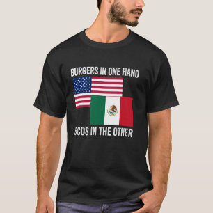Mexican American Flag Love Proud Half Mexico USA R T-Shirt