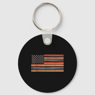 Mexican American Flag Serape Cinco De Mayo Fiesta Key Ring