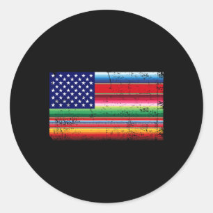 Mexican American Flag Usa Serape Cinco De Mayo Par Classic Round Sticker