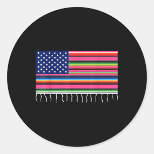 Mexican American Flag Usa Serape Cinco De Mayo Par Classic Round Sticker