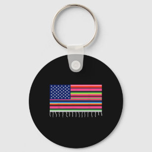 Mexican American Flag Usa Serape Cinco De Mayo Par Key Ring