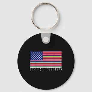 Mexican American Flag Usa Serape Cinco De Mayo Par Key Ring