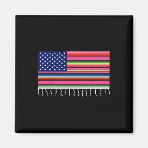 Mexican American Flag Usa Serape Cinco De Mayo Par Magnet