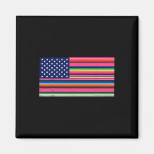 Mexican American Flag Usa Serape Cinco De Mayo Par Magnet