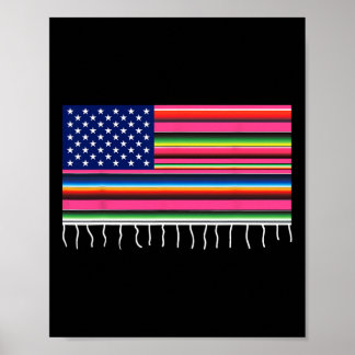 Mexican American Flag Usa Serape Cinco De Mayo Par Poster
