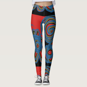 Mexican American Floral Swirl Design Leggings