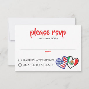 Mexican American Heart Flags RSVP Card