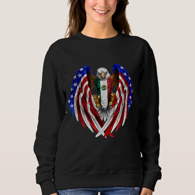 Mexican American Mexico USA Flag Eagle Sweatshirt (Front)
