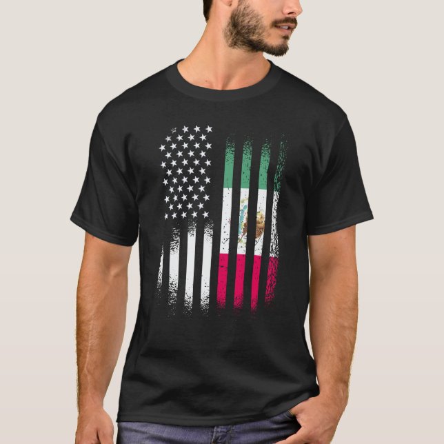 Mexican American Patriot Grown Country USA Flags S T-Shirt (Front)