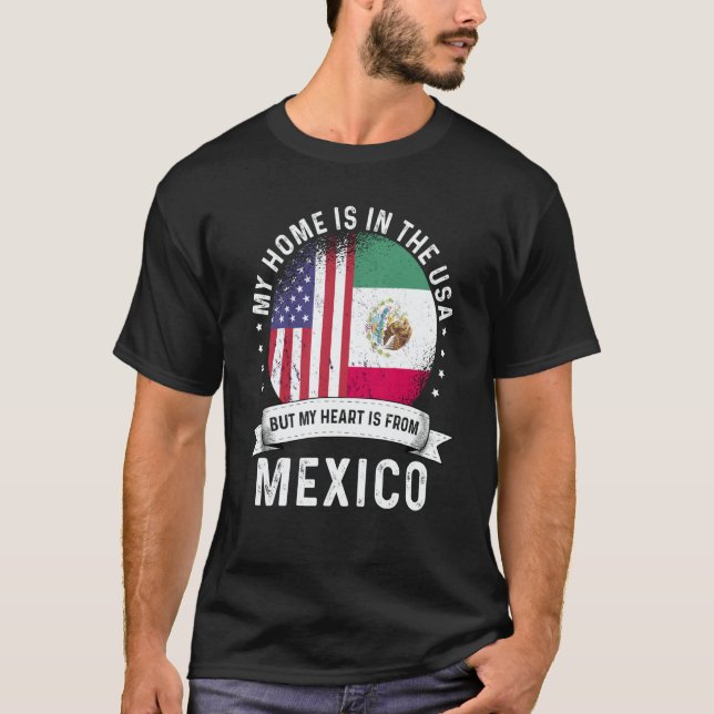 Mexican American Patriot Grown Proud Home USA Flag T-Shirt (Front)