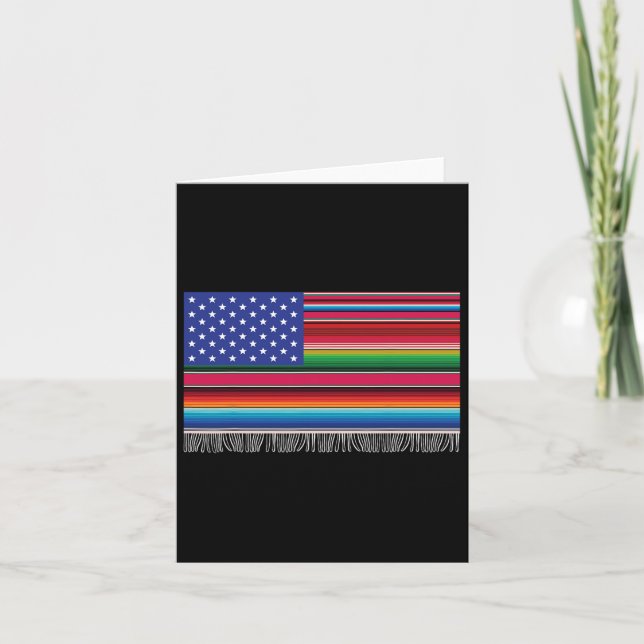 Mexican American Usa Flag Serape Cinco De Mayo For Card (Front)