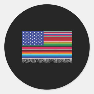 Mexican American Usa Flag Serape Cinco De Mayo For Classic Round Sticker