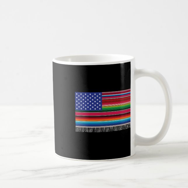 Mexican American Usa Flag Serape Cinco De Mayo For Coffee Mug (Right)