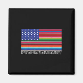 Mexican American Usa Flag Serape Cinco De Mayo For Magnet