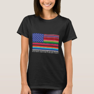 Mexican American Usa Flag Serape Cinco De Mayo For T-Shirt