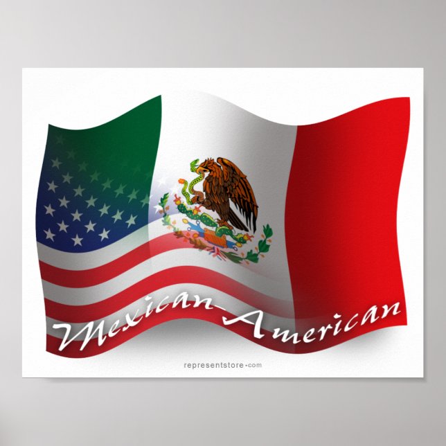 Mexican-American Waving Flag Poster (Front)