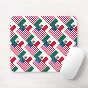 Mexican and American Flags Mouse Pad