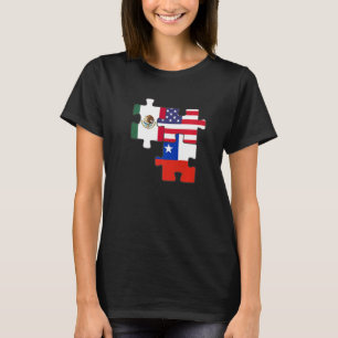 Mexican And Chilean Roots Plus Usa Flag T-Shirt
