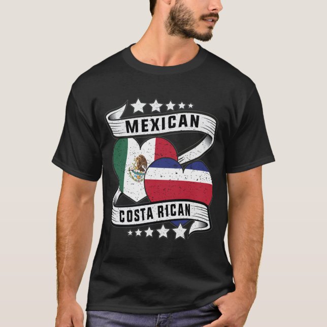 Mexican And Costa rican Flag T-Shirt (Front)