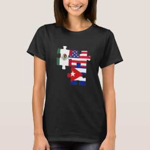 Mexican And Cuban Roots Plus Usa Flag T-Shirt