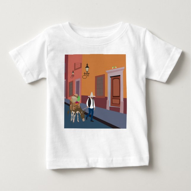 Mexican and Donkey in the city Baby T-Shirt (Front)