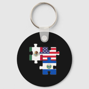 Mexican And Salvadoran Roots Plus The Usa Flag  Key Ring
