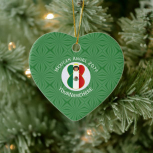 Mexican Angel Christmas Flag Personalised Ceramic Ornament