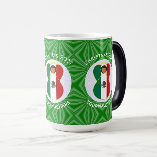 Mexican Angel Christmas Flag Personalised  Magic Mug (Front Right)
