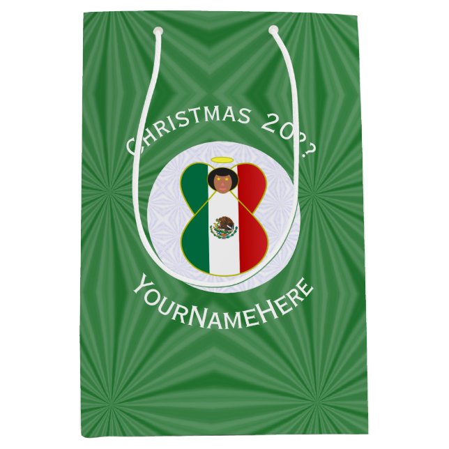 Mexican Angel Christmas Flag Personalised  Medium Gift Bag (Front)