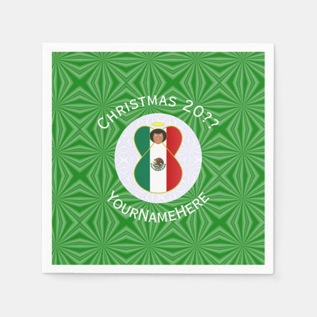 Mexican Angel Christmas Flag Personalised Paper Napkin (Front)