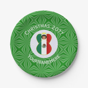 Mexican Angel Christmas Flag Personalised Party  Paper Plate