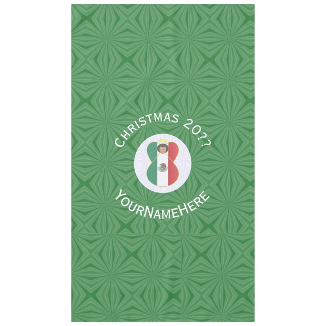 Mexican Angel Christmas Flag Personalised Text Tablecloth (Front)