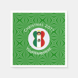 Mexican Angel Christmas Flag Personalized Paper Napkin