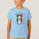 Mexican Angel Hanukkah Flag Personalised Boy's T-Shirt<br><div class="desc">Short sleeve T-shirt for boys with a Hanukkah theme shows an angel dressed in the Mexican flag. Above,  in blue letters,  add a holiday or occasion and a year in blue letters. Below,  also in blue letters,  is a place for a name. Great for holiday gift.</div>