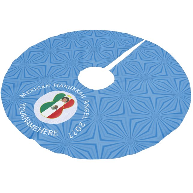 Mexican Angel Hanukkah Flag Personalised  Brushed Polyester Tree Skirt (Angled)