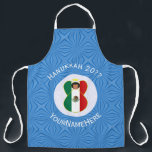 Mexican Angel Hanukkah Flag Personalised Large Apron<br><div class="desc">An angel wears the flag of Mexico on this large all-over printed apron for holiday or Hanukkah. The Mexican Hanukkah angel is found inside a white, fractal circle of squiggly squares. The background is blue squiggly squares. Add your own text or personalise with a name and the year.</div>